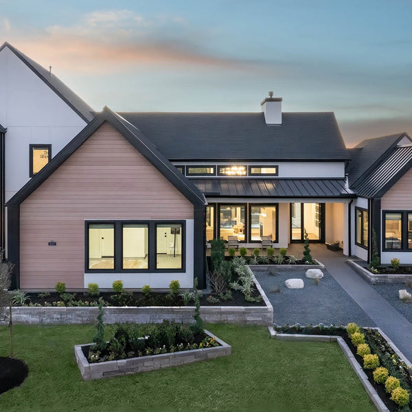 A house fully landscaped created to so a mockup of siding by Acre By Modern Mill