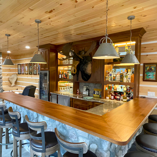 A bar set up with Adze Appalachian siding