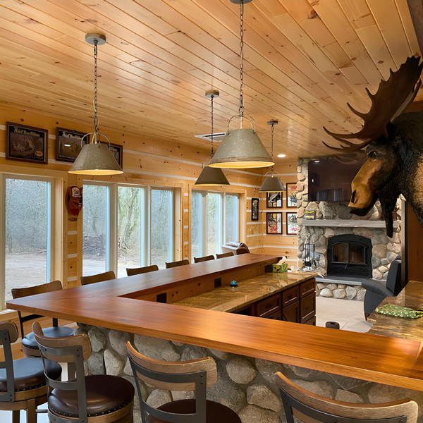 A bar with 1" x 12" Adze / Appalachian Siding - Smooth 