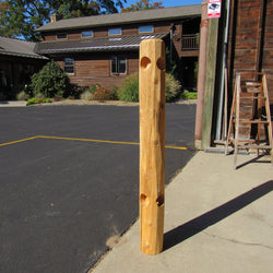 Corner post is designed to intercept railings from two different sides.