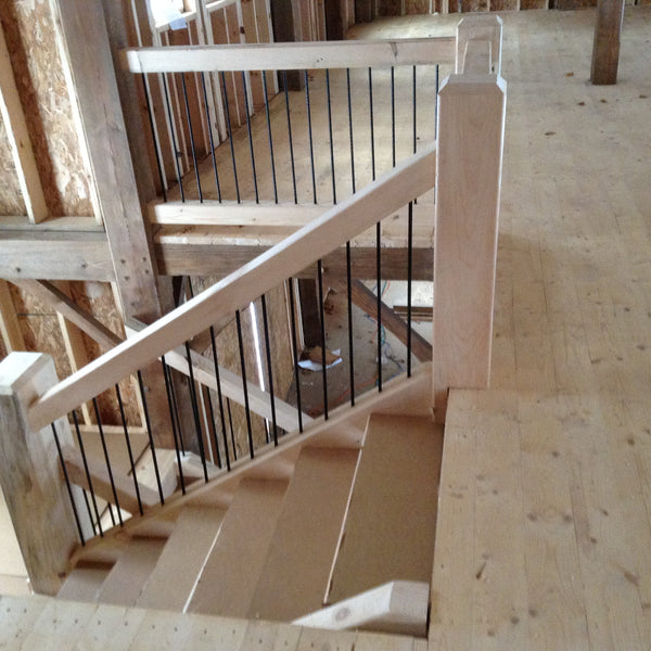 White Pine Timber Frame Railing with Rebar Spindles