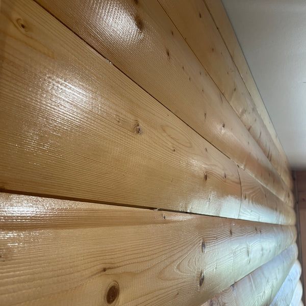 White Cedar Economy 2" x 8" Hewn Log Siding - Homestead Timbers