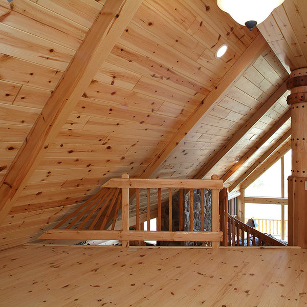 Knotty Pine makes for an excellent surrounding while making the attic nice and cozy. Knotty White Pine Tongue and Groove Paneling Unfinished Available at Homestead Timbers