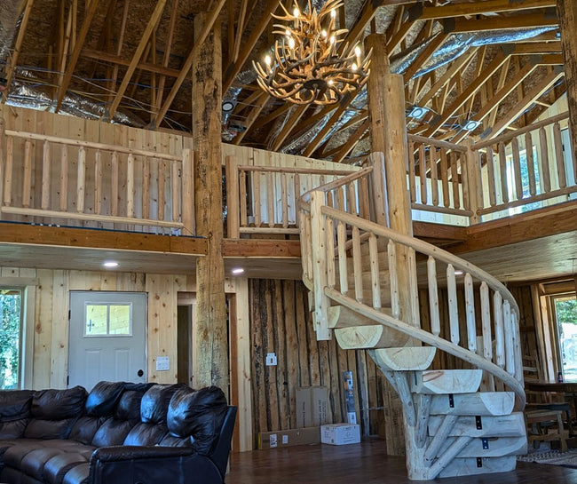 Rustic Staircases Spiral Log Cabin Step Into A World Of Enchantment