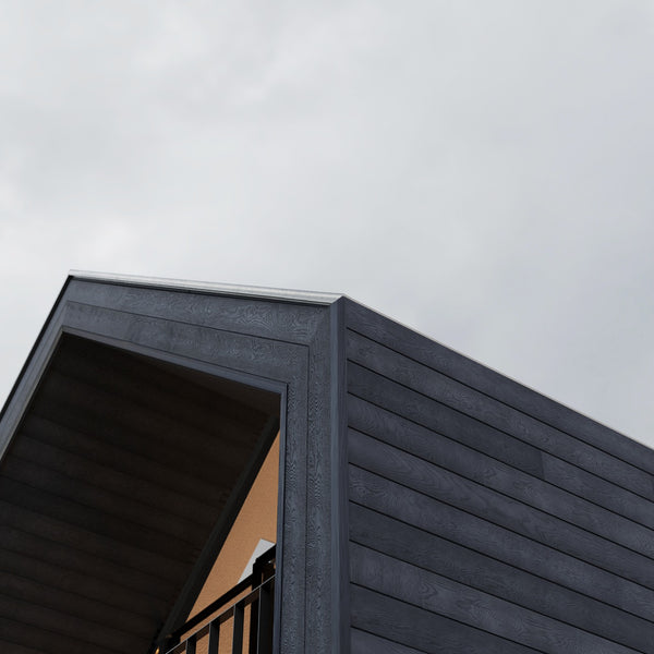 Millboard Envello siding being used throughout the sides and covering part of the roof.