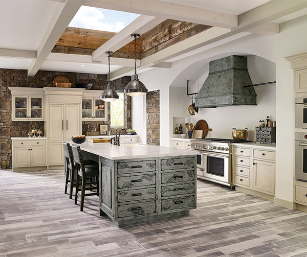 Two Tone Rustic Kitchen with Inset Cabinets - Homestead Timbers