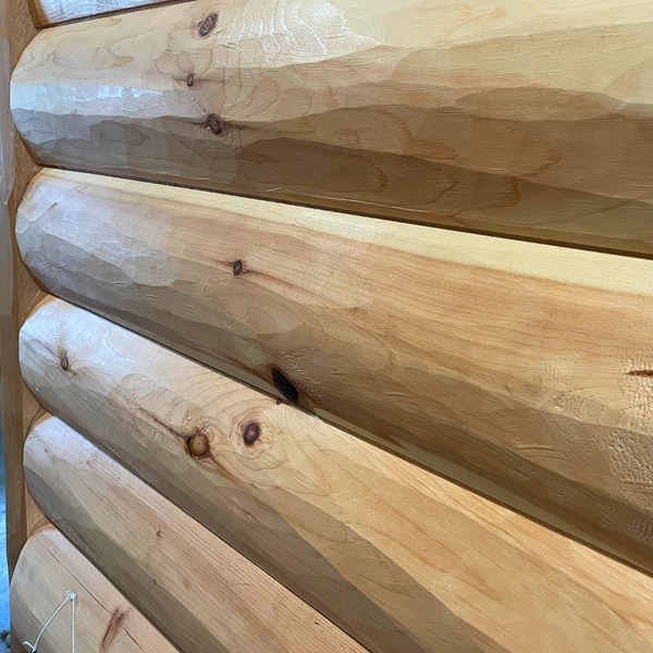 White Cedar 3" x 8" Hewn Log Siding - Homestead Timbers