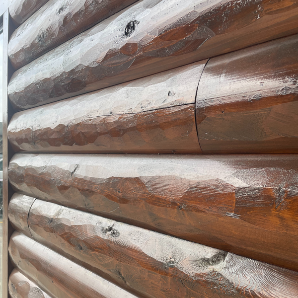 White Cedar 3" x 8" Hewn Log Siding - Homestead Timbers