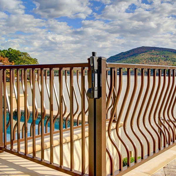 Pool deck completed with a Westbury Aluminum railing. 