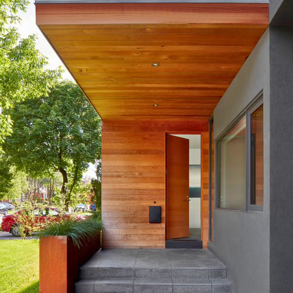A entry way finished with western red cedar.