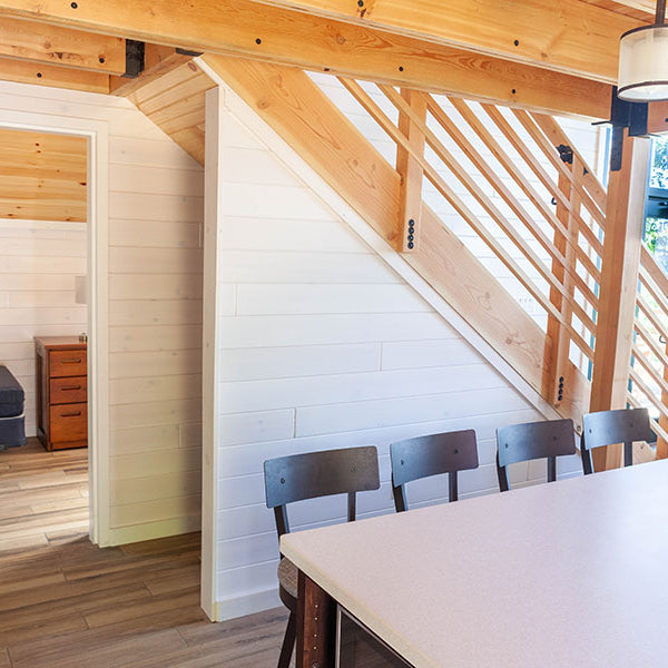 White Pine Nickel Gap Pre-finished with whitewash is an excellent finish to be paired with a rustic pine.