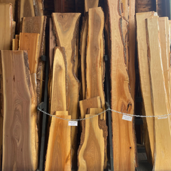 Display of wood slabs. 