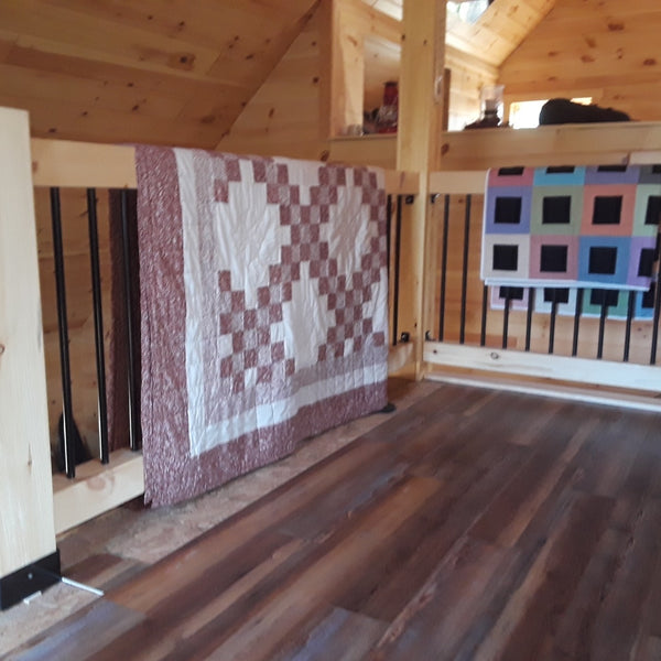 White Pine Timber Frame Railing with Rebar Spindles