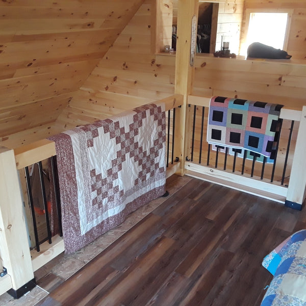 White Pine Timber Frame Railing with Rebar Spindles