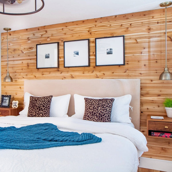 Bedroom cedar accent wall
