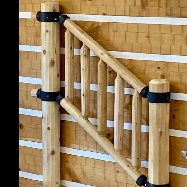 A railing set up on display.