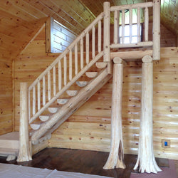 Red Pine Half log Staircase