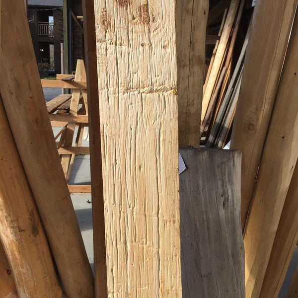 Old wood surfaced beams weathered aged heavy