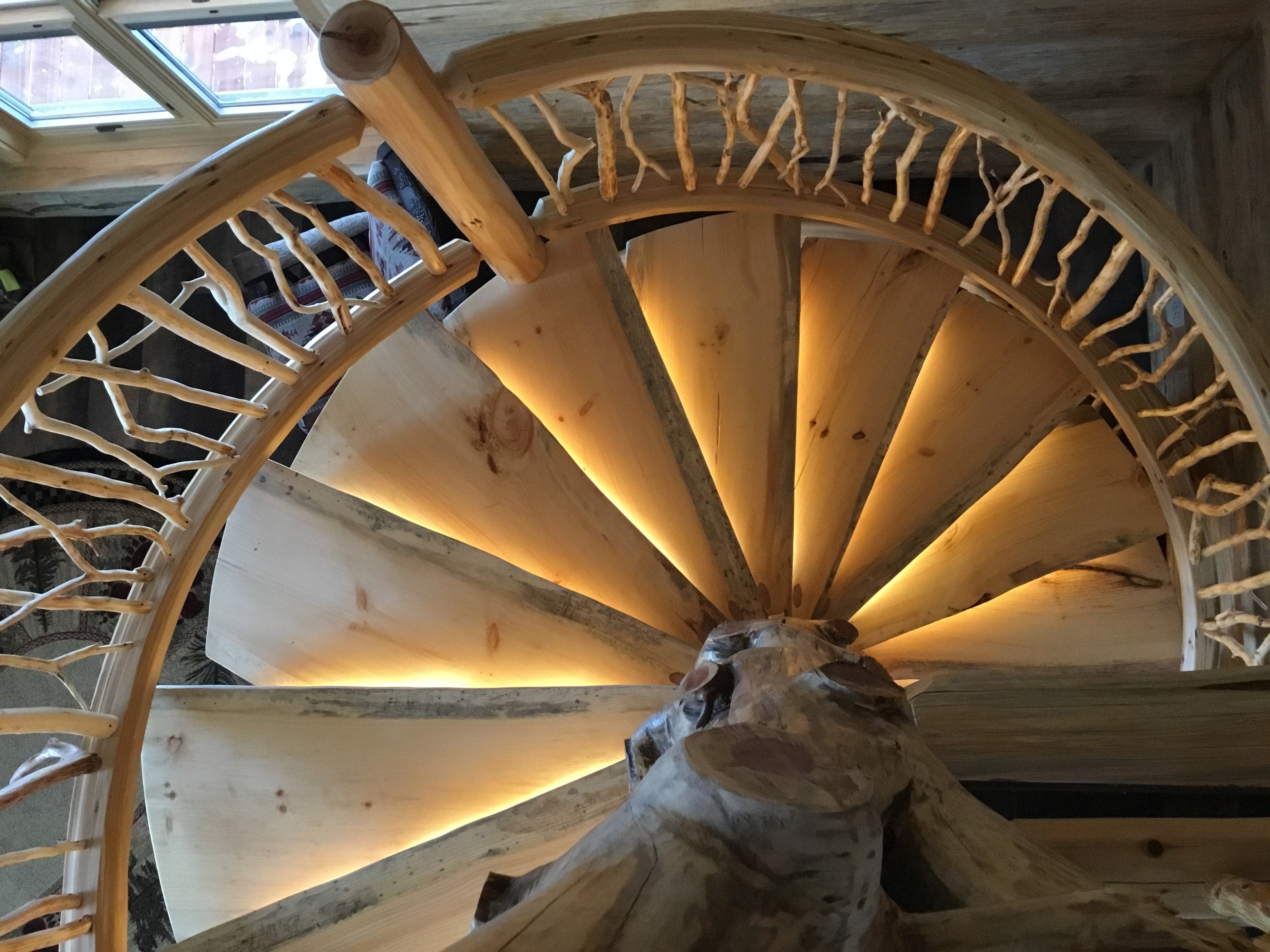 Spiral Log Staircase - Perfect For Log Homes - Customizable - Homestead  Timbers, image size:3264x2448